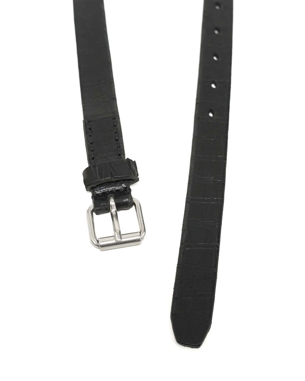 3 cm Belt Laser Crack Black Leather