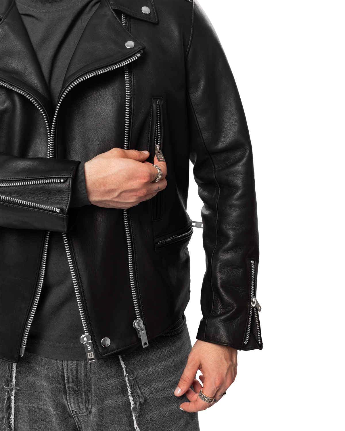 UNDERCOVER UC2C9204 Jacket Biker Leather – Black LIKELIHOOD