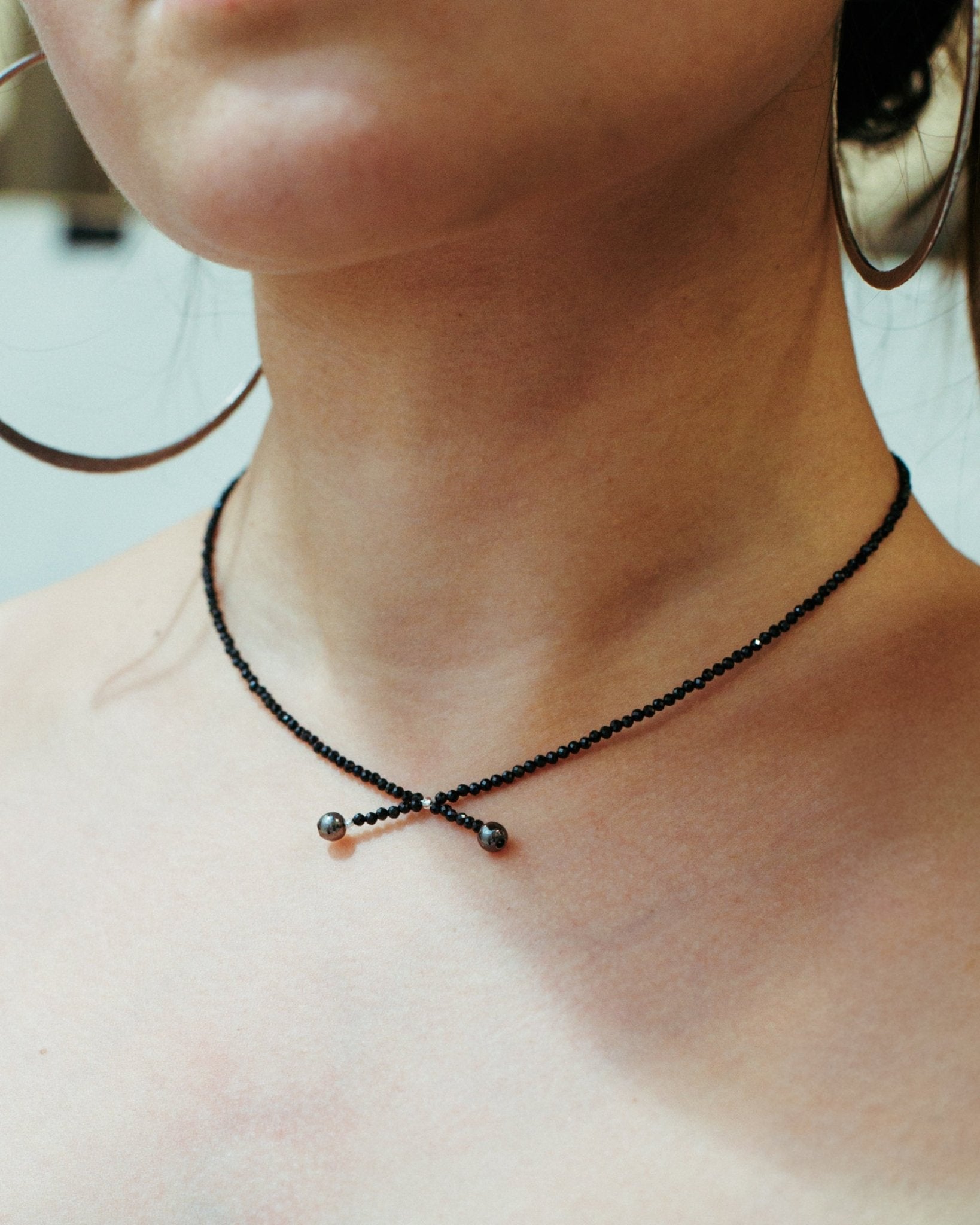 Black Spinel Cross Necklace - LIKELIHOOD