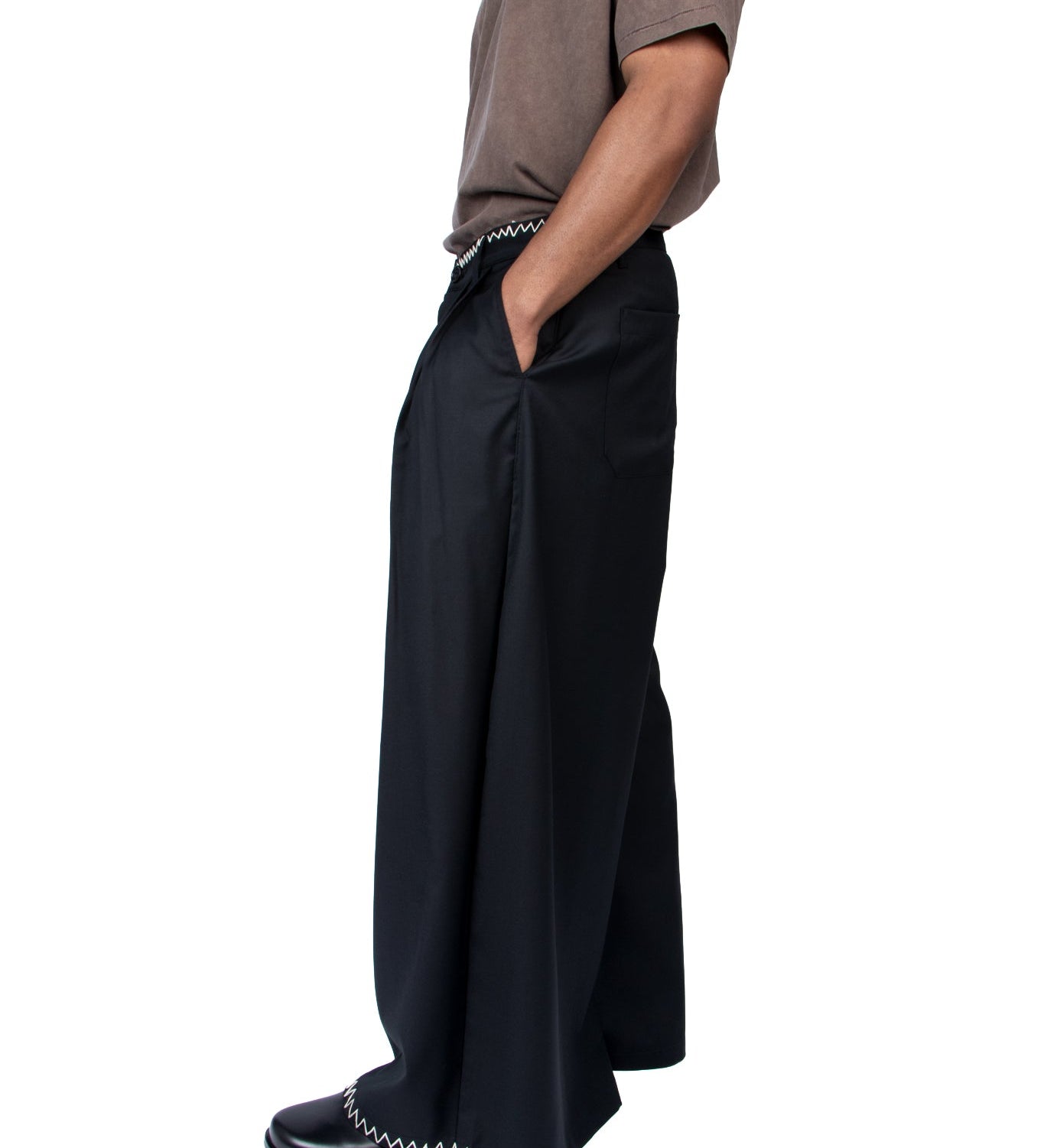 Black Wool Wide Wool Trouser - LIKELIHOOD
