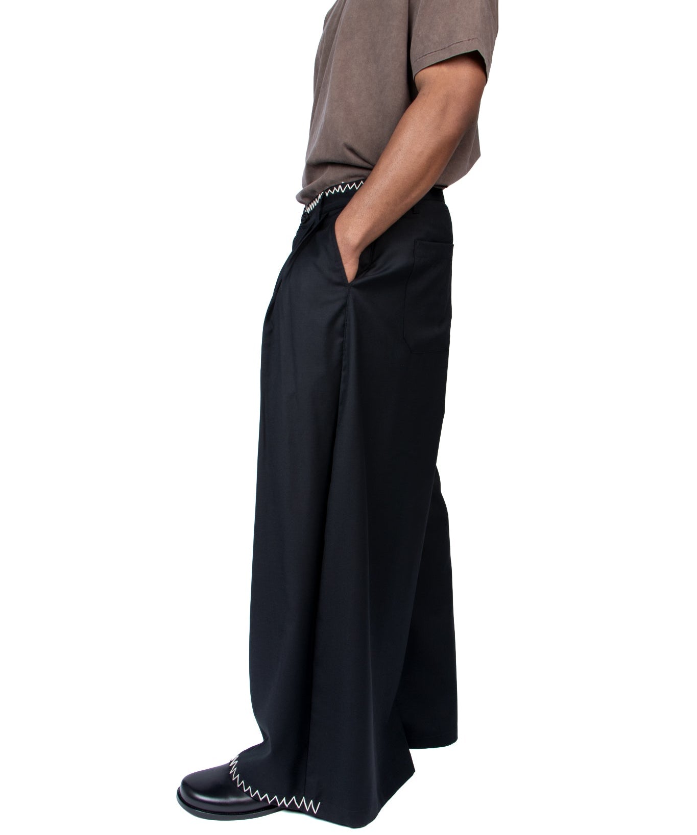 Black Wool Wide Wool Trouser - LIKELIHOOD