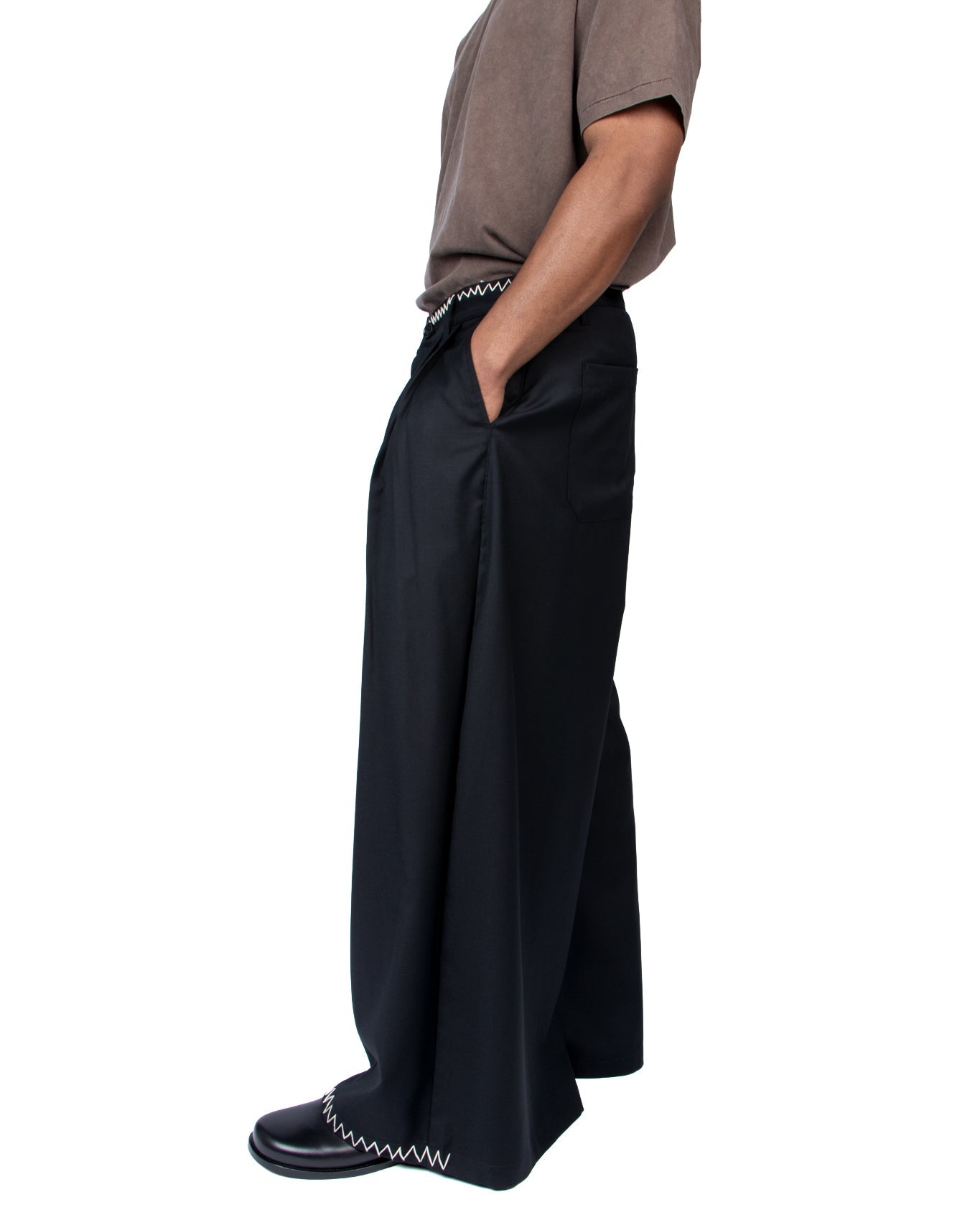 Black Wool Wide Wool Trouser - LIKELIHOOD