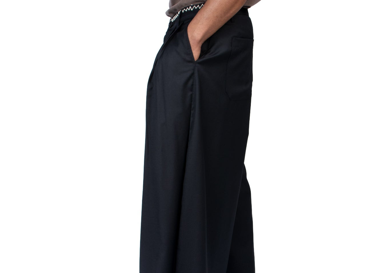 Black Wool Wide Wool Trouser - LIKELIHOOD