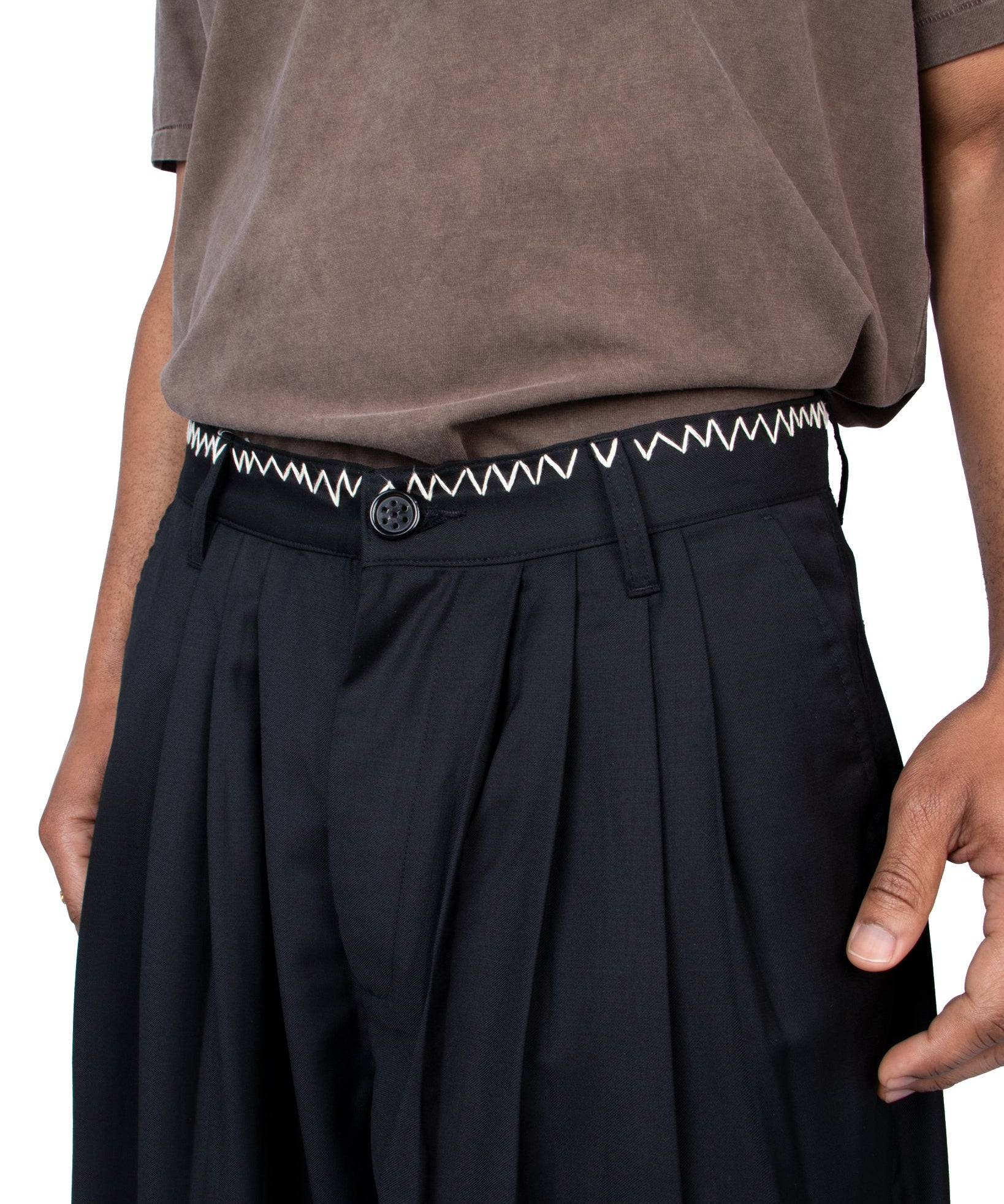 Black Wool Wide Wool Trouser - LIKELIHOOD