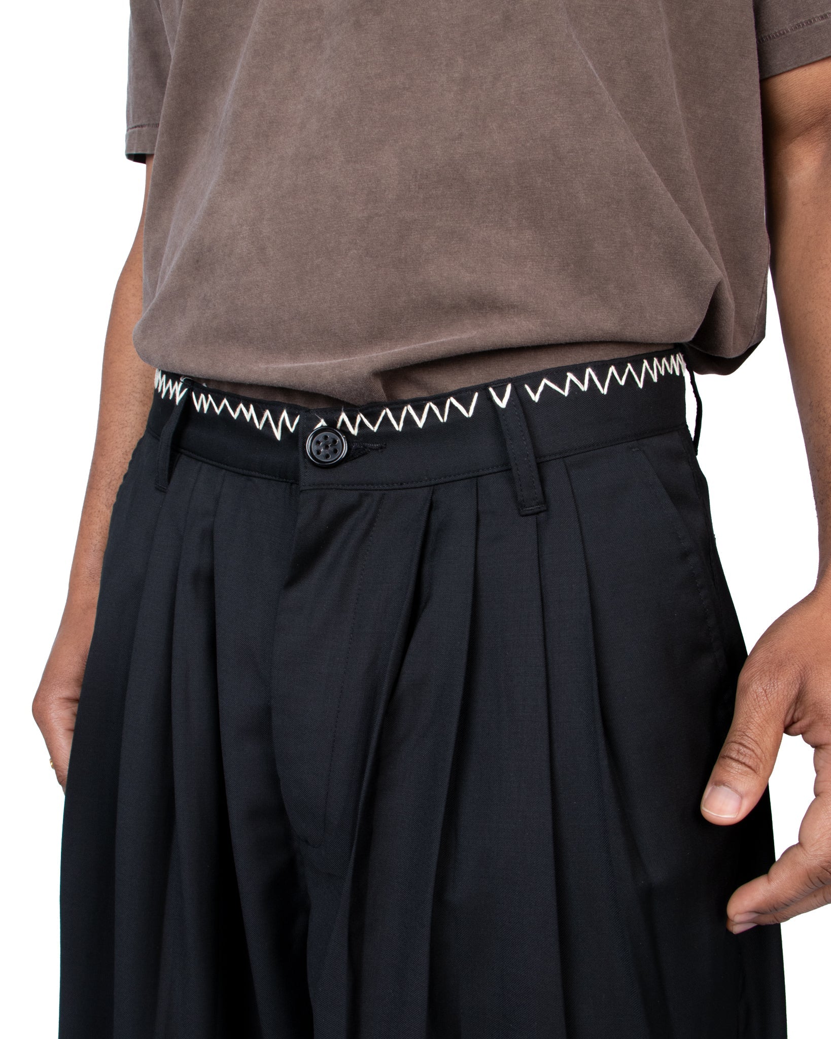 Black Wool Wide Wool Trouser - LIKELIHOOD