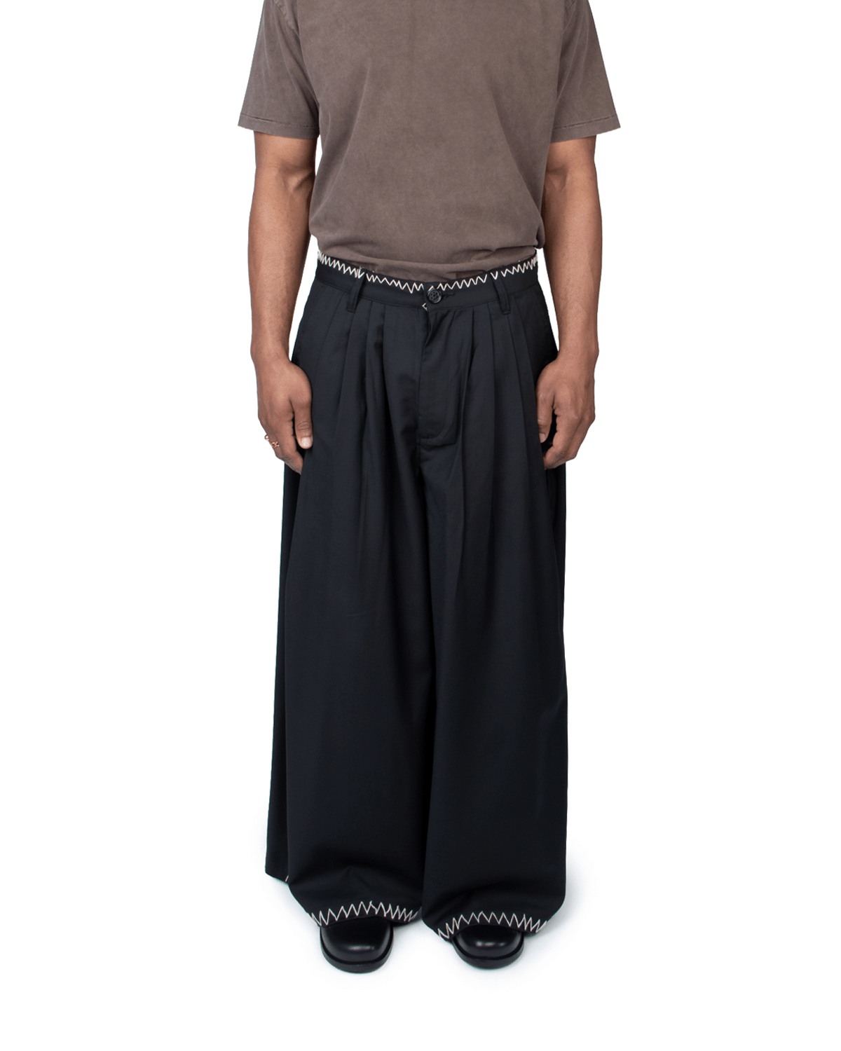 Black Wool Wide Wool Trouser - LIKELIHOOD
