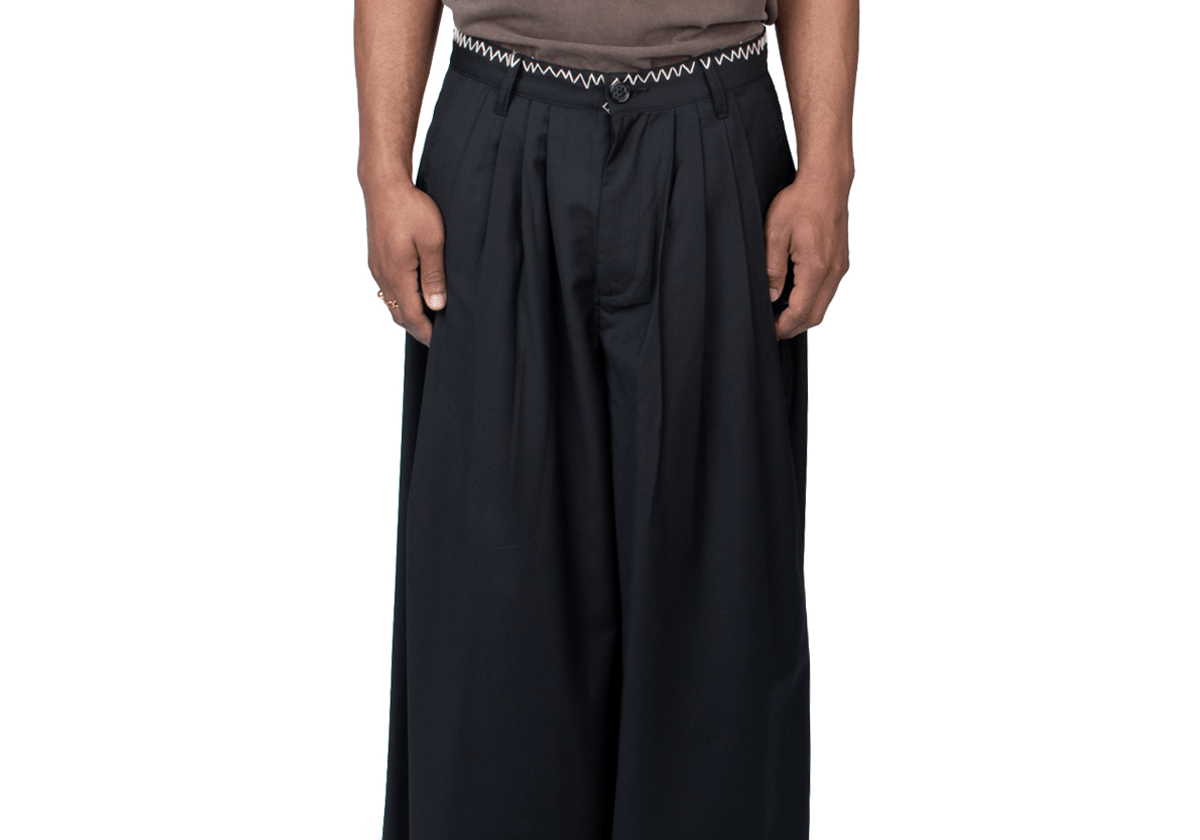 Black Wool Wide Wool Trouser - LIKELIHOOD