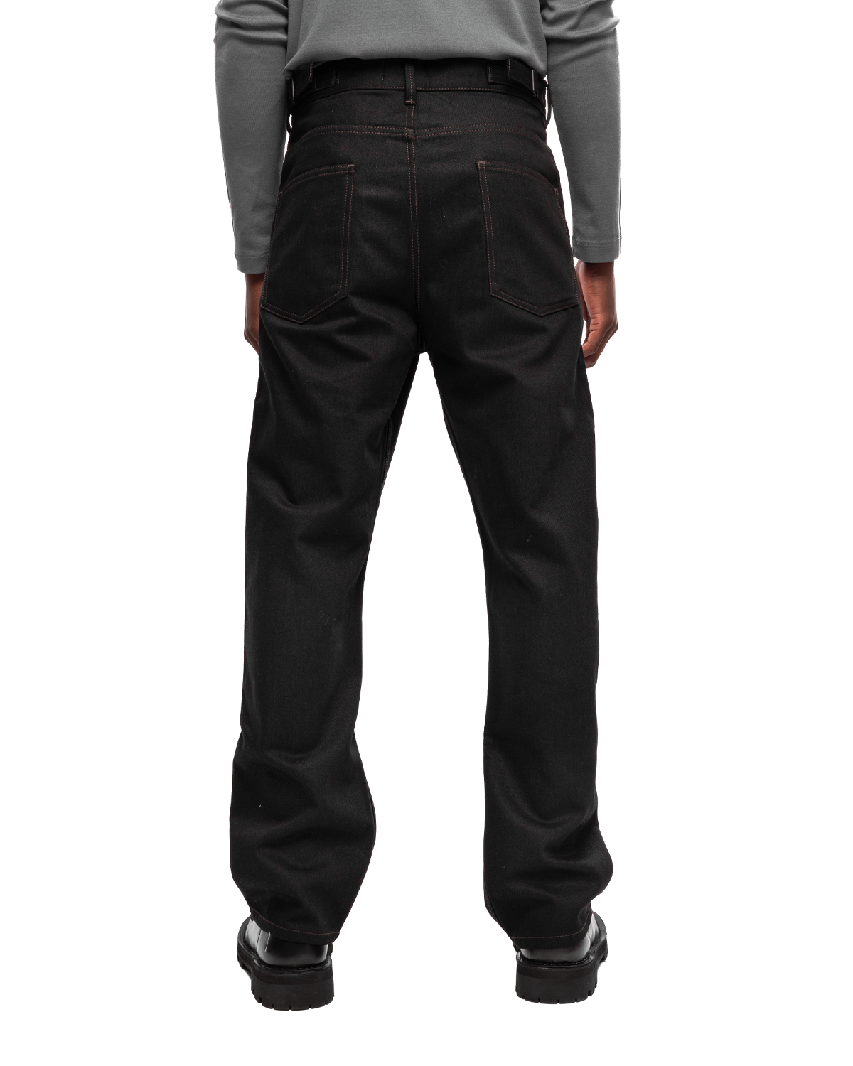 Black Curved 5 Pocket Pants in Black Denim | LEMAIRE