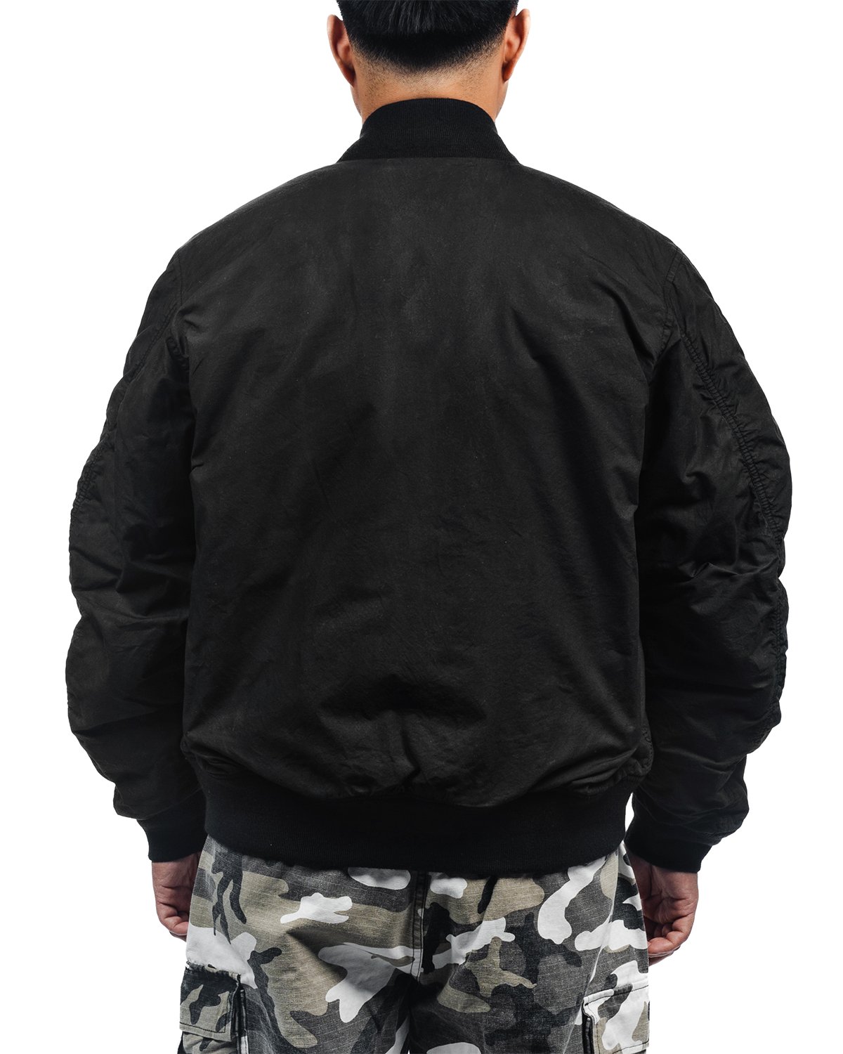 Quilted Bomber Waxed Black