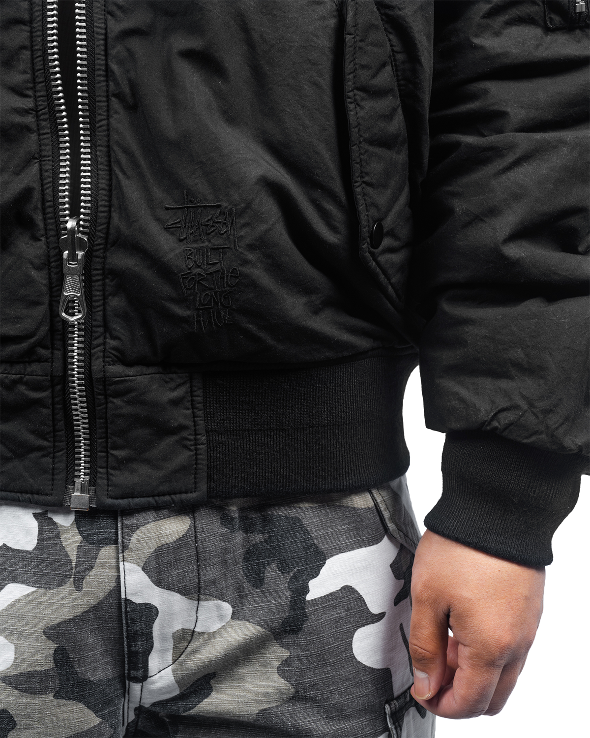 Quilted Bomber Waxed Black