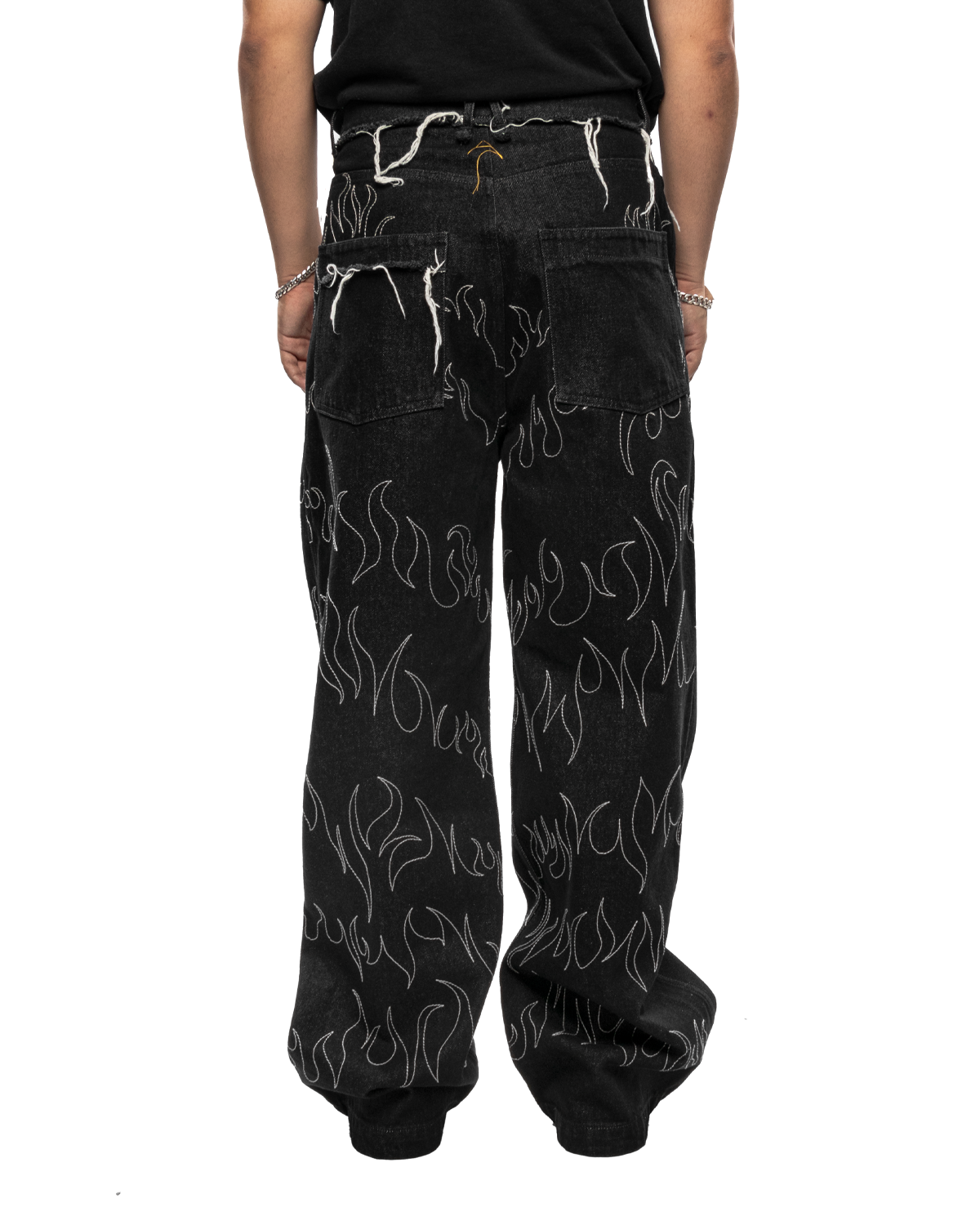 Embroidered Jeans Black