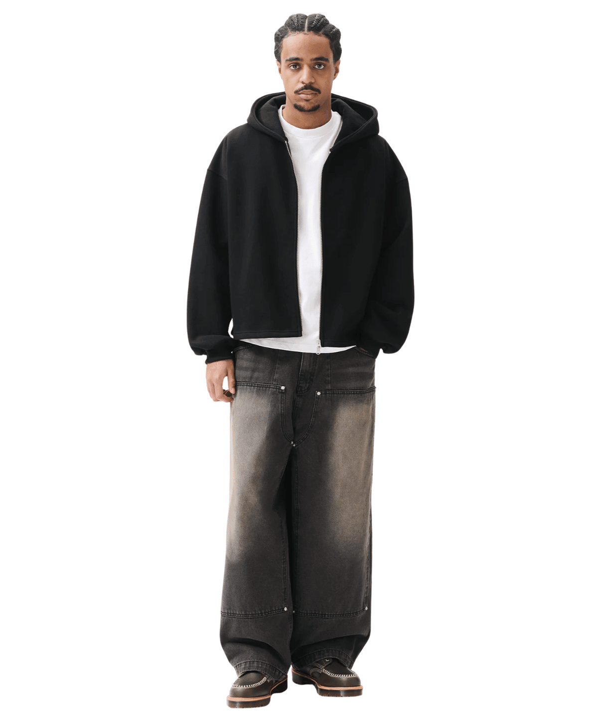 Boxy Zip - Up Hoodie Black - LIKELIHOOD