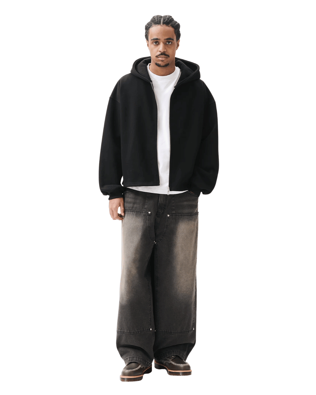 Boxy Zip - Up Hoodie Black - LIKELIHOOD