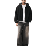 Boxy Zip - Up Hoodie Black - LIKELIHOOD