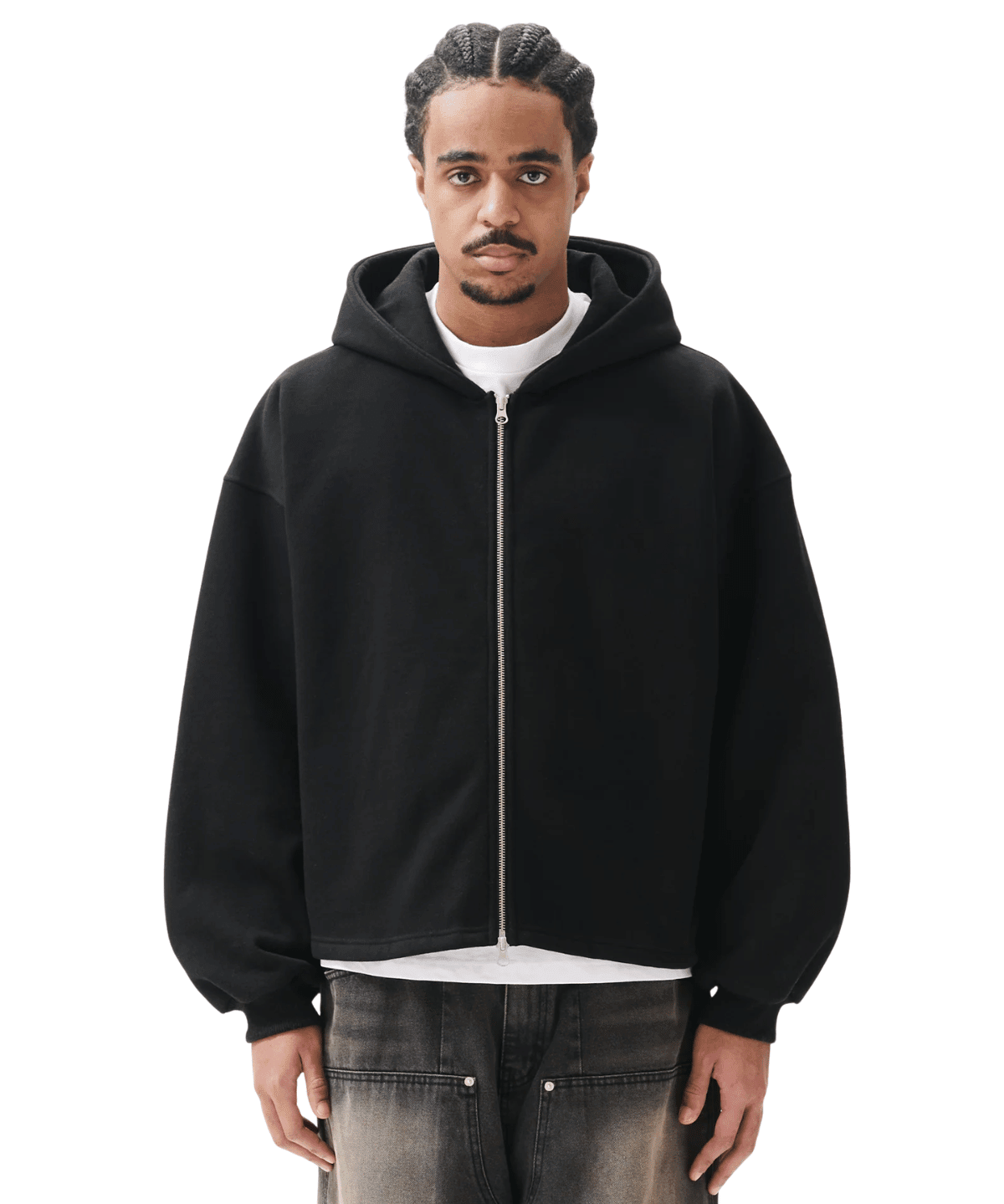 Boxy Zip - Up Hoodie Black - LIKELIHOOD