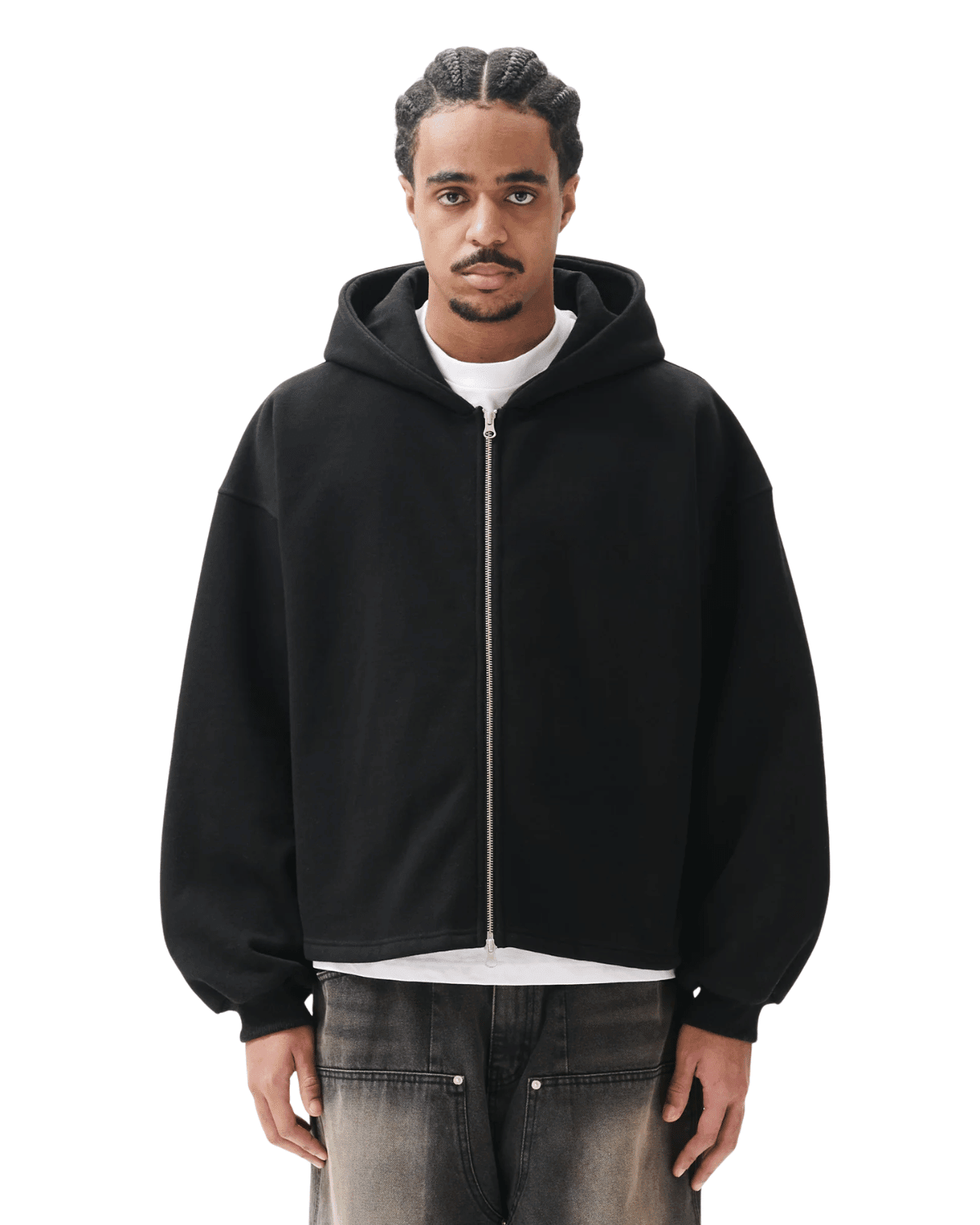 Boxy Zip - Up Hoodie Black - LIKELIHOOD
