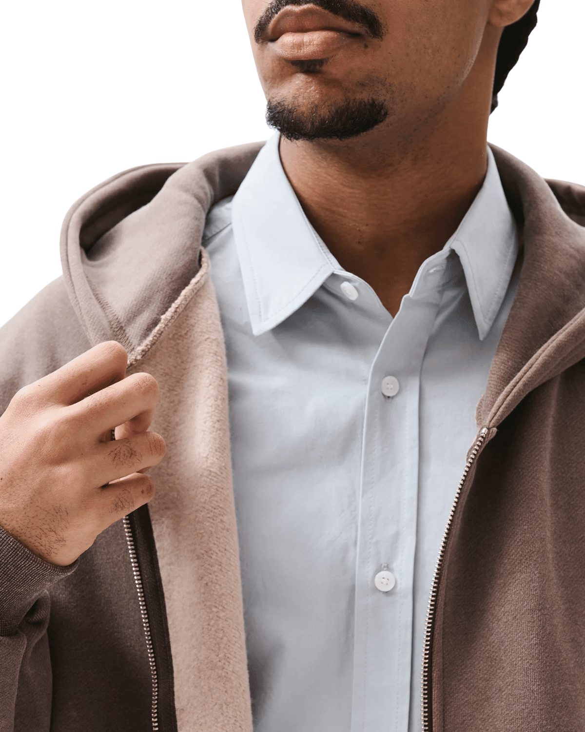 Boxy Zip - Up Hoodie Brown - LIKELIHOOD