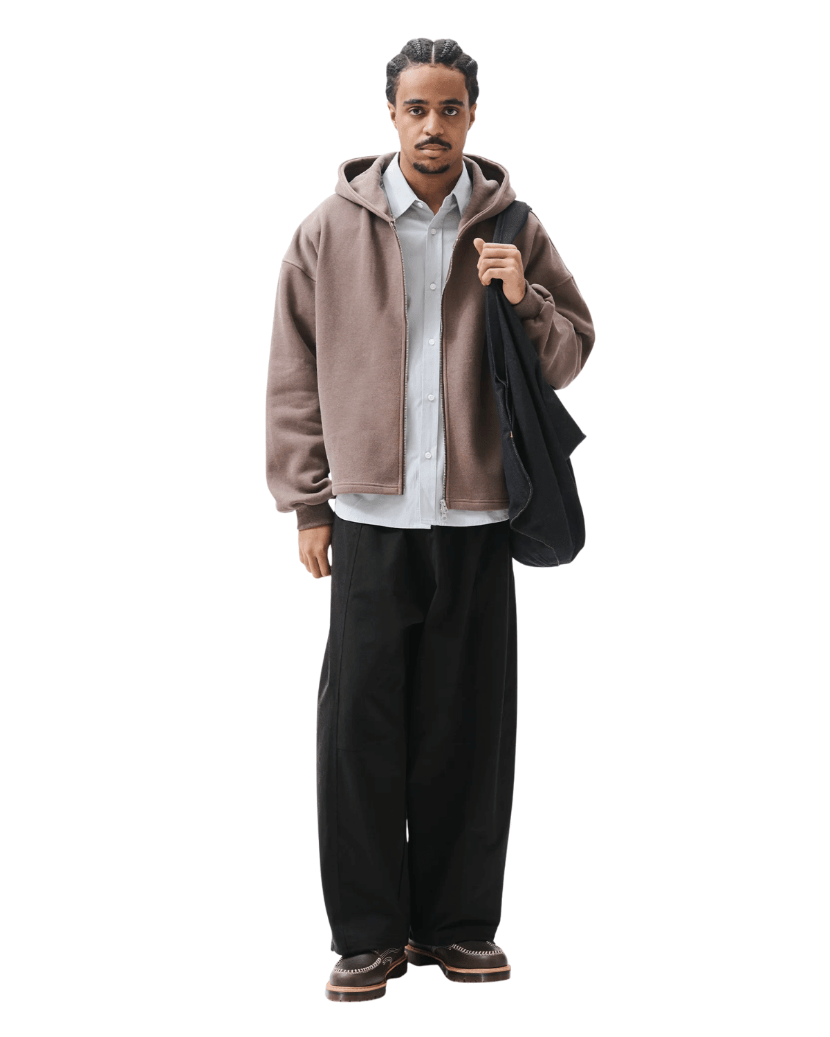 Boxy Zip - Up Hoodie Brown - LIKELIHOOD