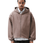 Boxy Zip - Up Hoodie Brown - LIKELIHOOD