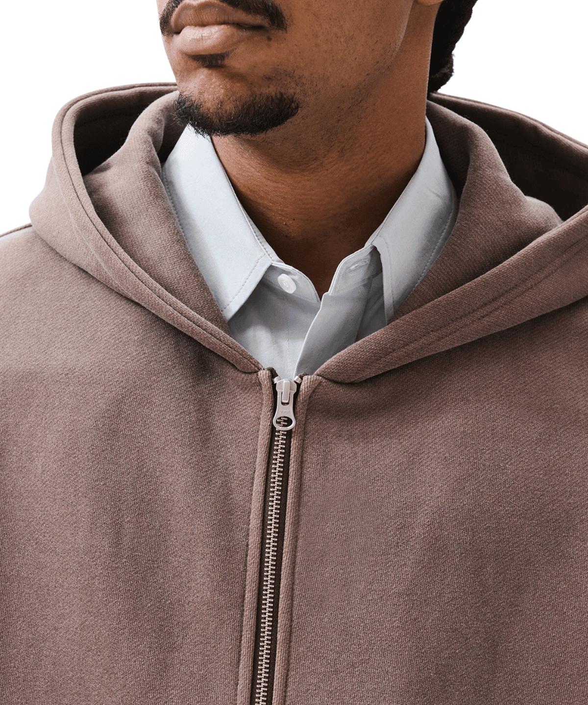 Boxy Zip - Up Hoodie Brown - LIKELIHOOD