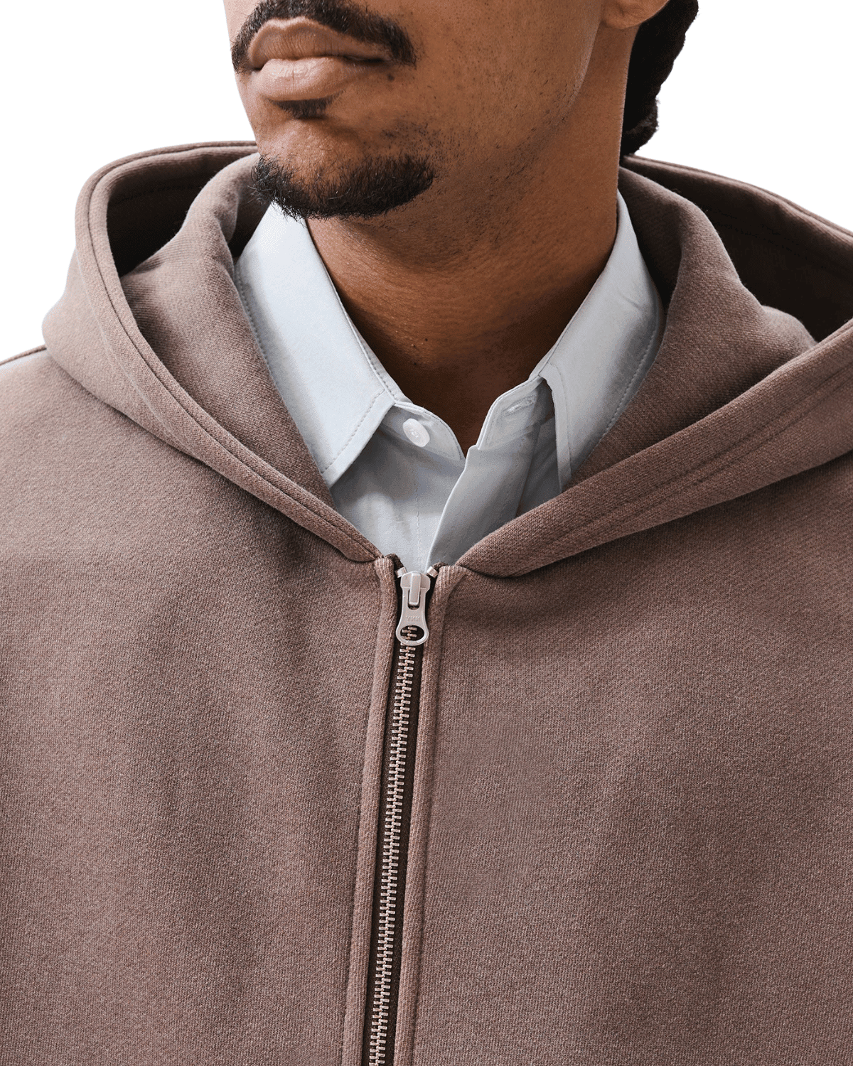 Boxy Zip - Up Hoodie Brown - LIKELIHOOD