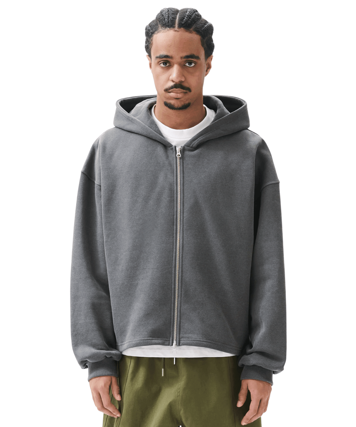 Boxy Zip - Up Hoodie Charcoal - LIKELIHOOD