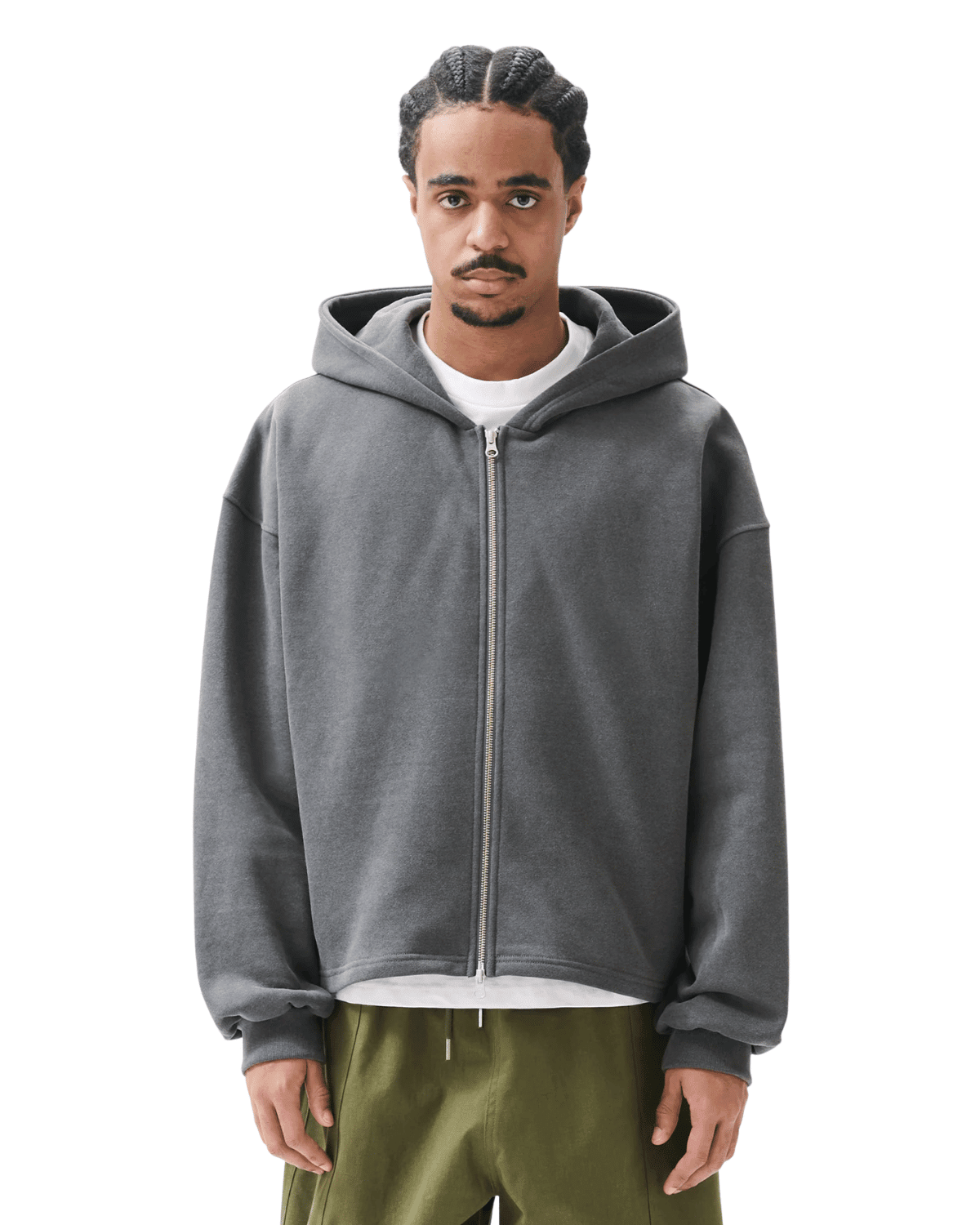 Boxy Zip - Up Hoodie Charcoal - LIKELIHOOD