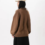 Mismatch Button Cardigan Brown