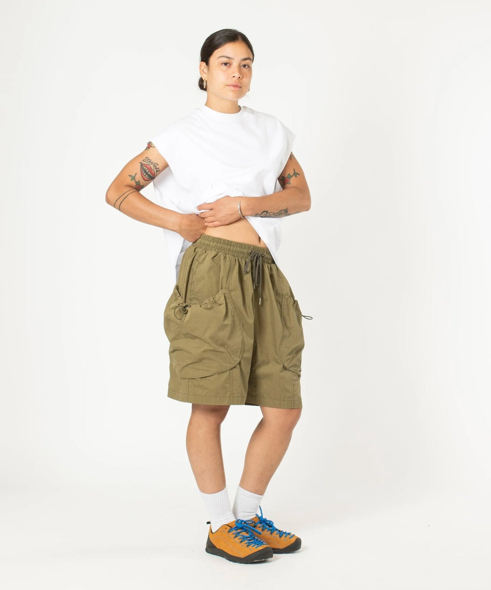Bungee Cargo Shorts Khaki - LIKELIHOOD