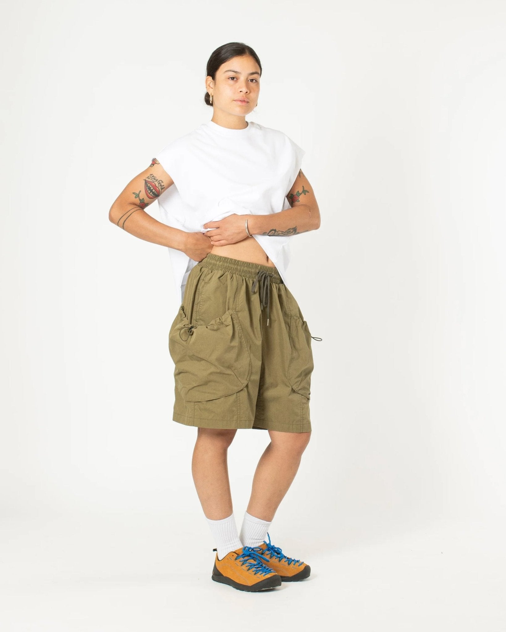 Bungee Cargo Shorts Khaki - LIKELIHOOD