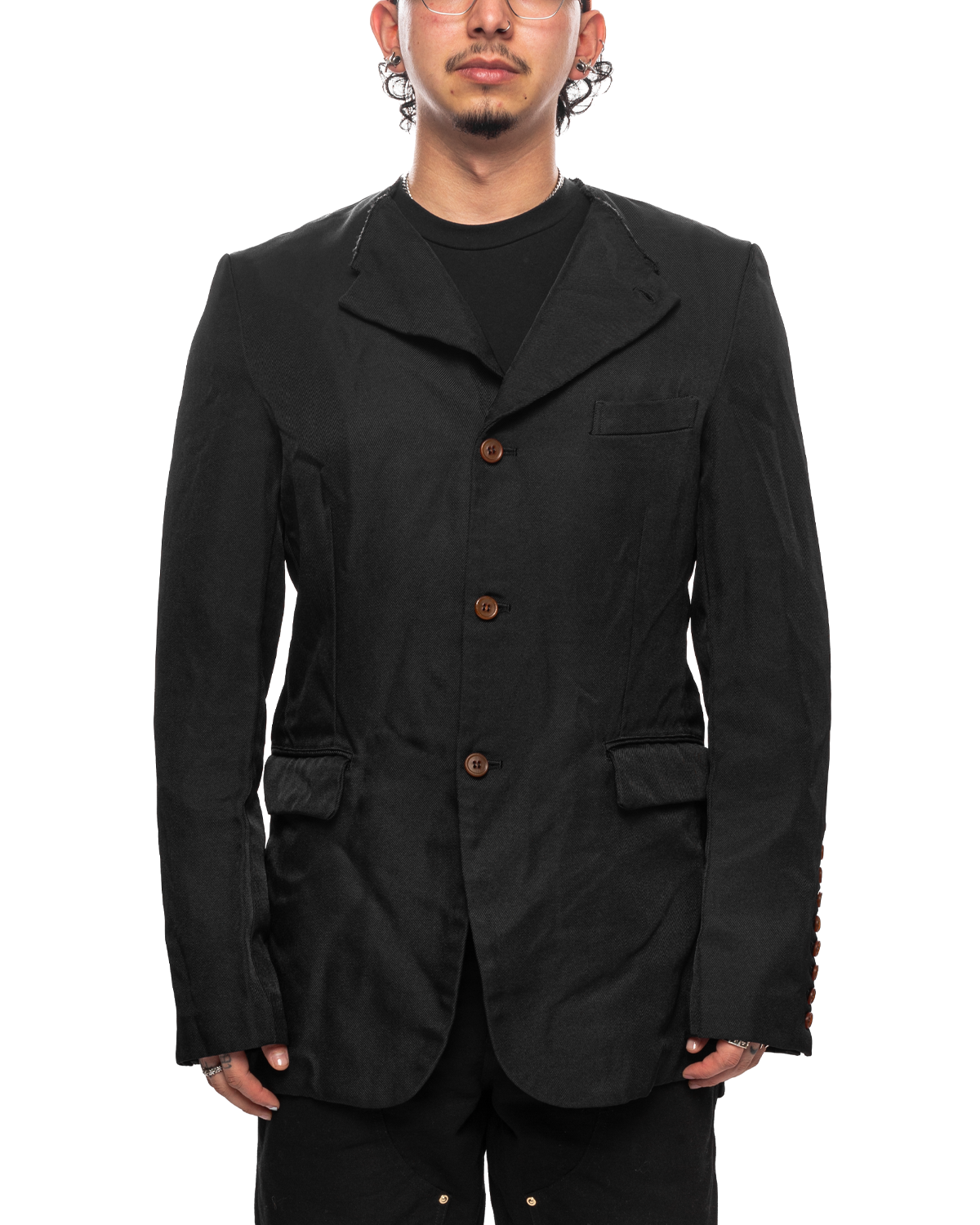 Comme Des Garçons bib-collar velvet jacket - Black