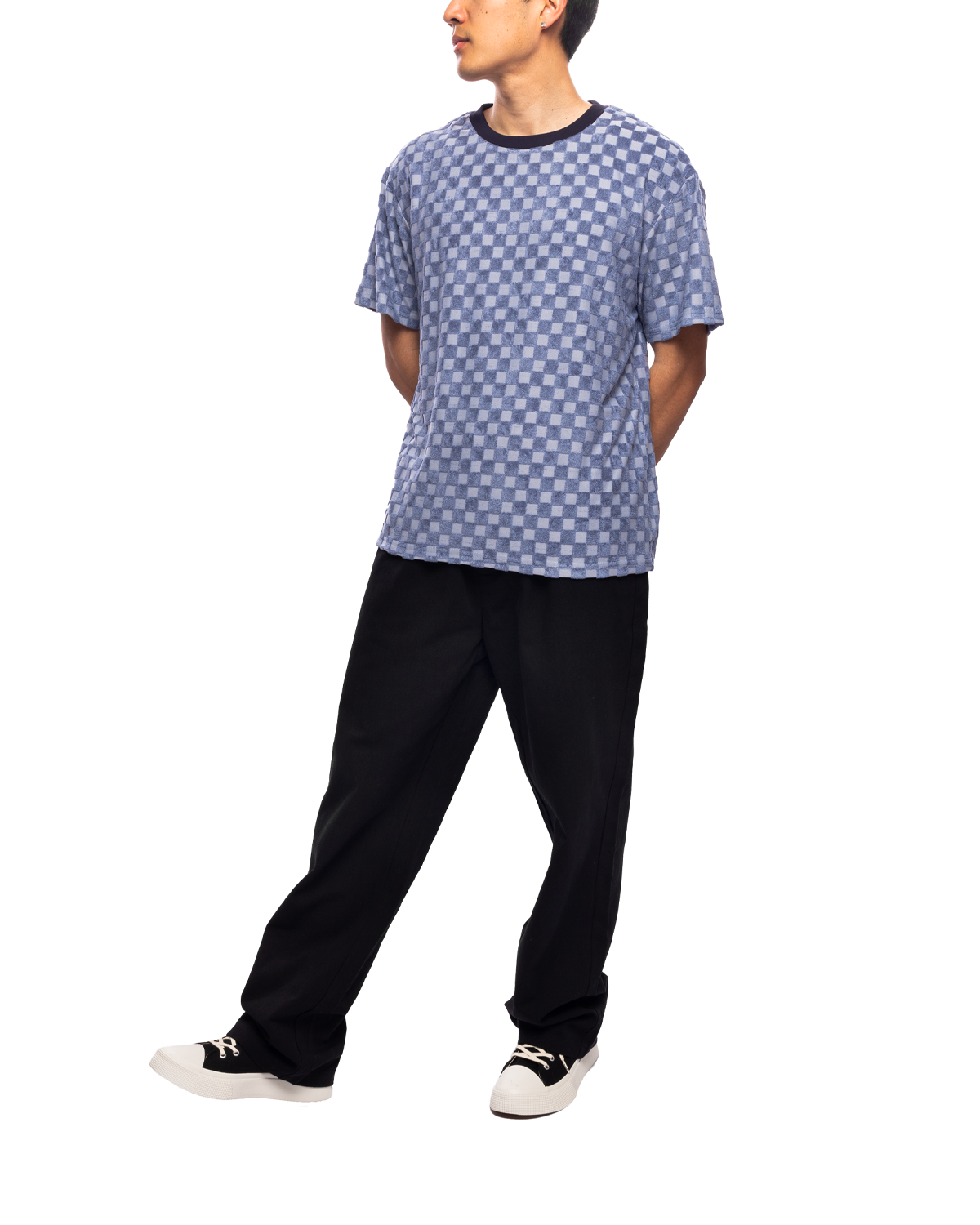 Check Burnout T Shirt Light Blue