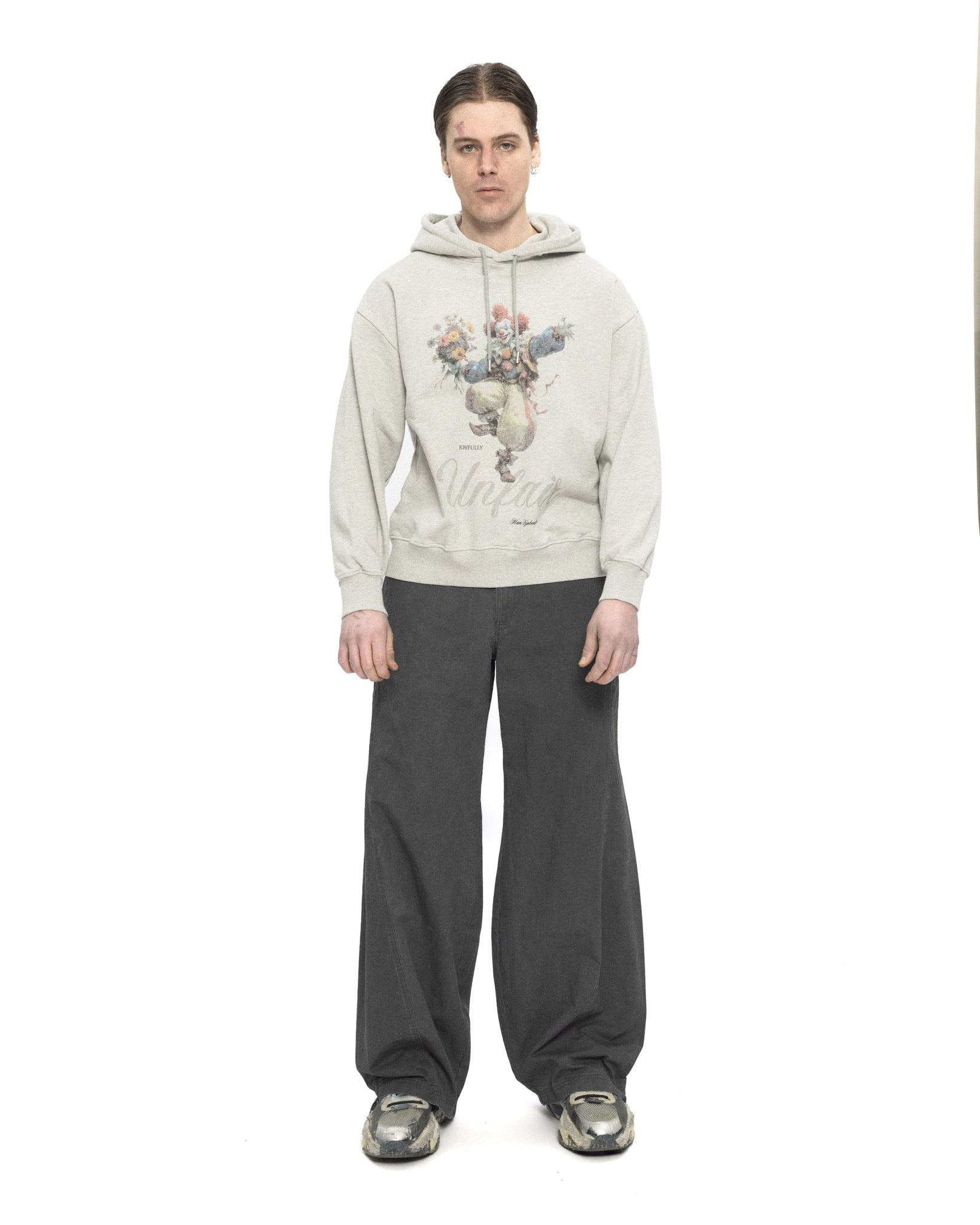 Clown Loose Hoodie Light Grey Melange - LIKELIHOOD