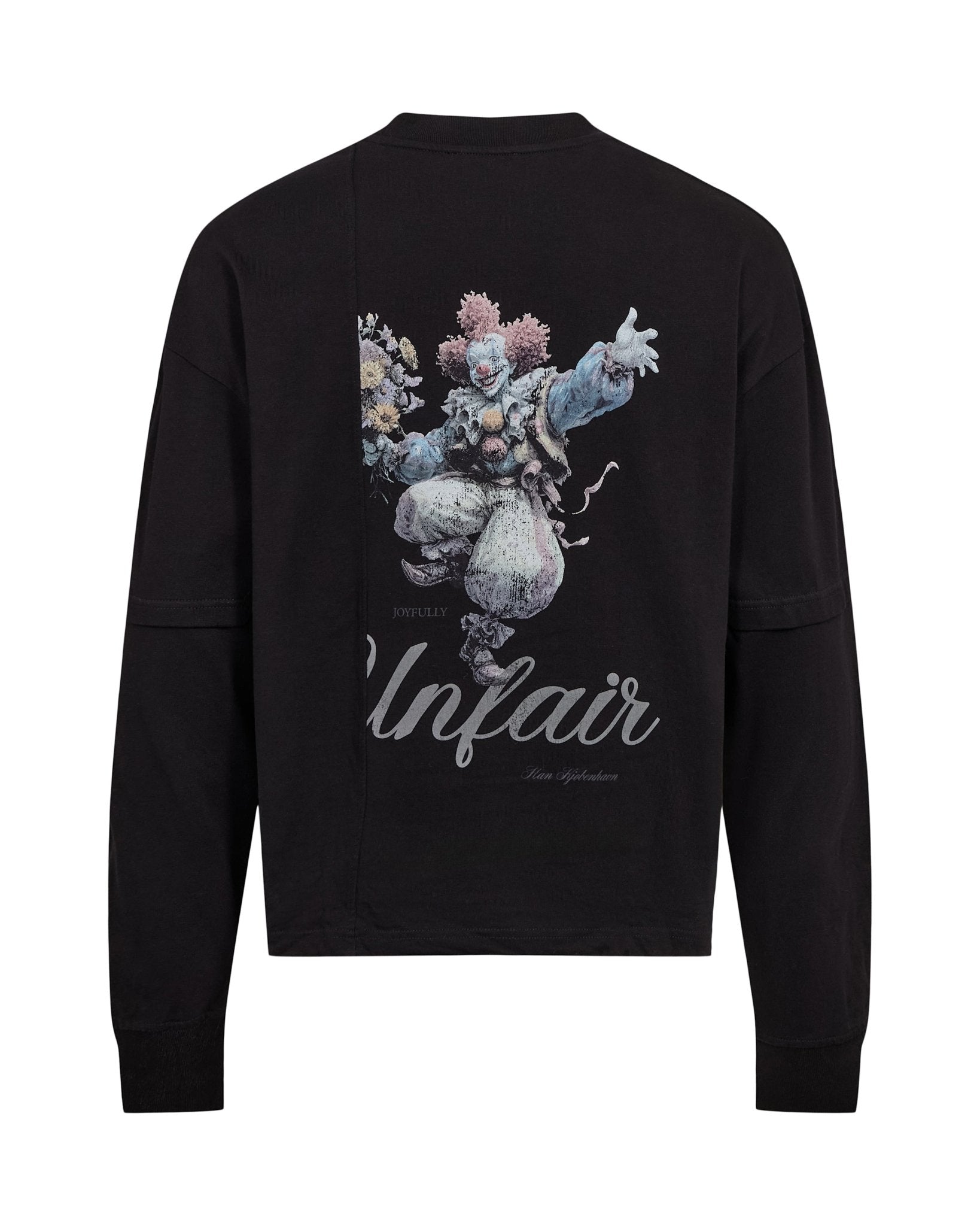 Clown Patchwork Long Sleeve Tee Black - LIKELIHOOD