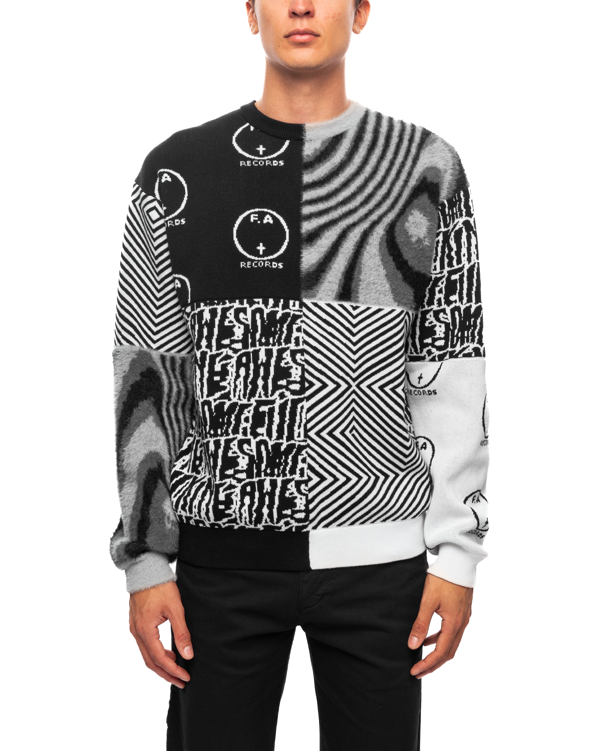 Fucking Awesome Jacquard Logo Crewneck Sweater Black XXL