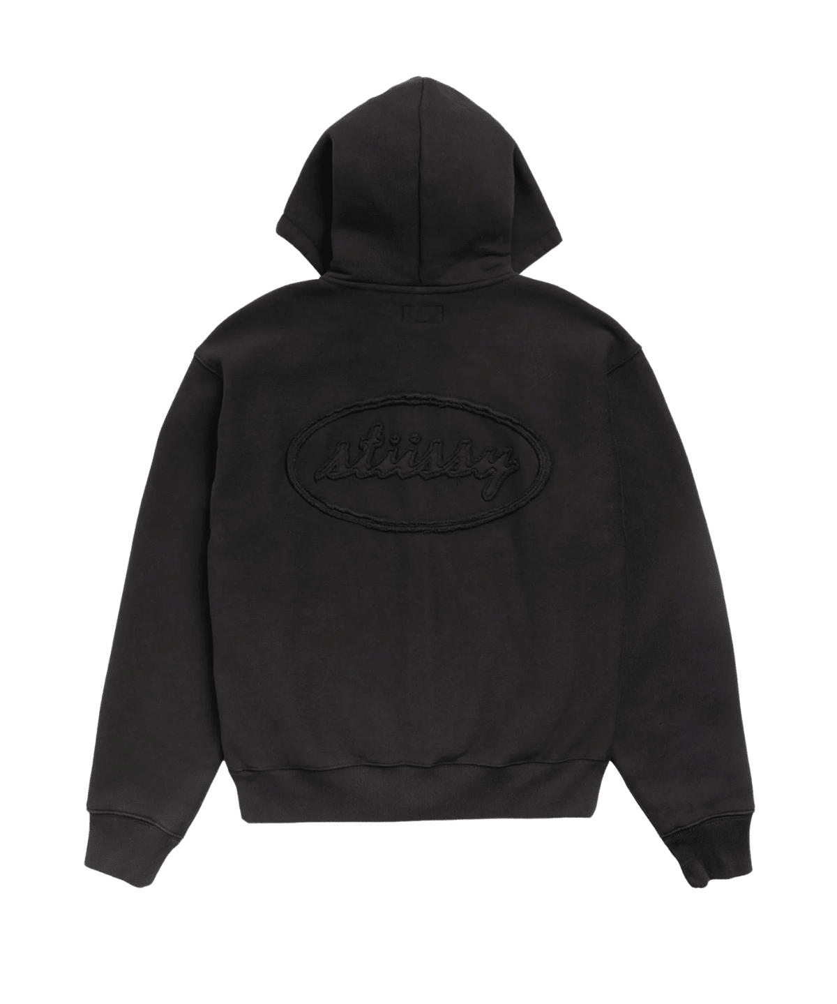 Cursive Applique Zip Hoodie Black - LIKELIHOOD