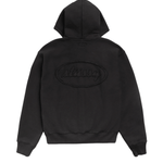 Cursive Applique Zip Hoodie Black - LIKELIHOOD
