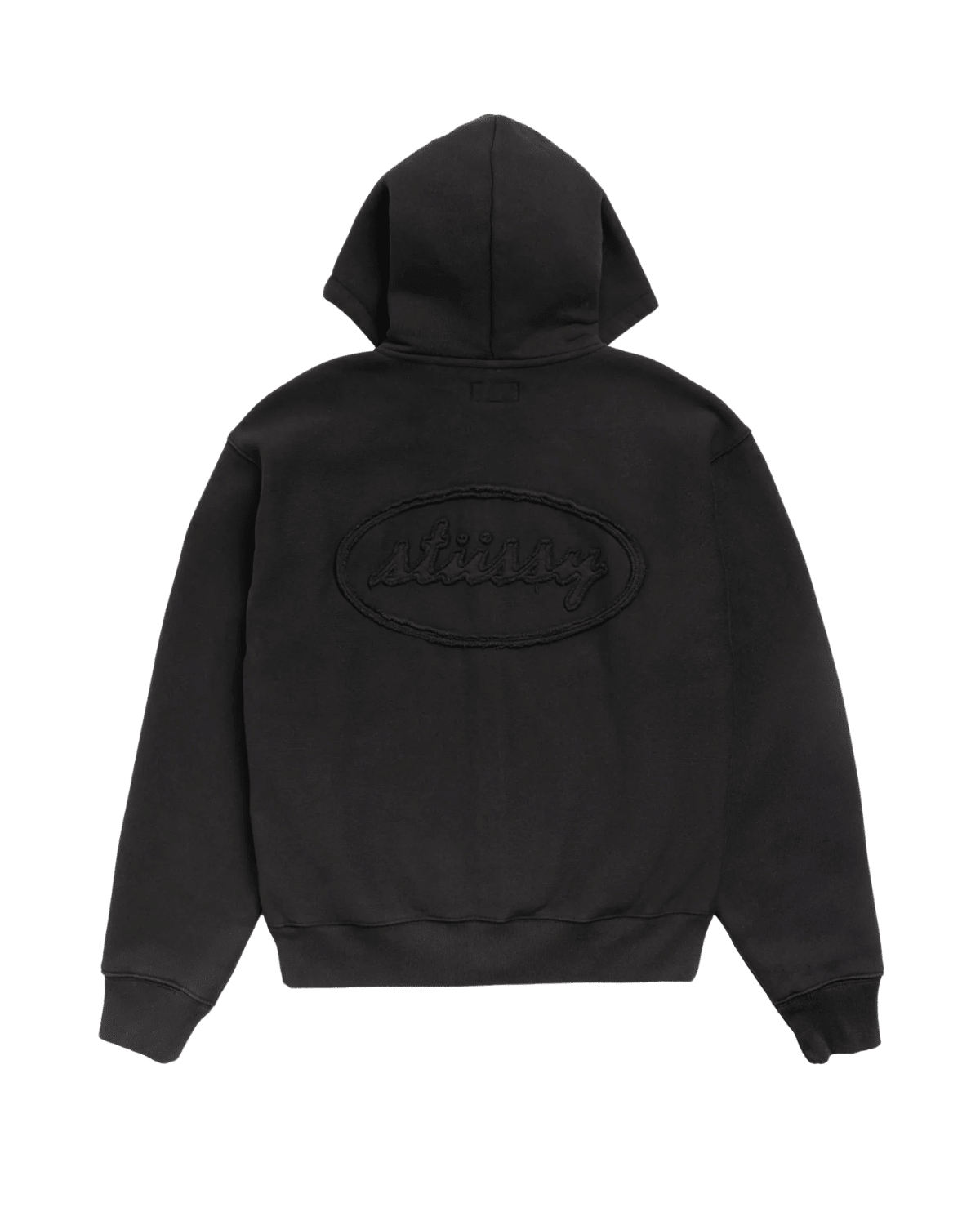 Cursive Applique Zip Hoodie Black - LIKELIHOOD