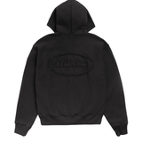 Cursive Applique Zip Hoodie Black - LIKELIHOOD