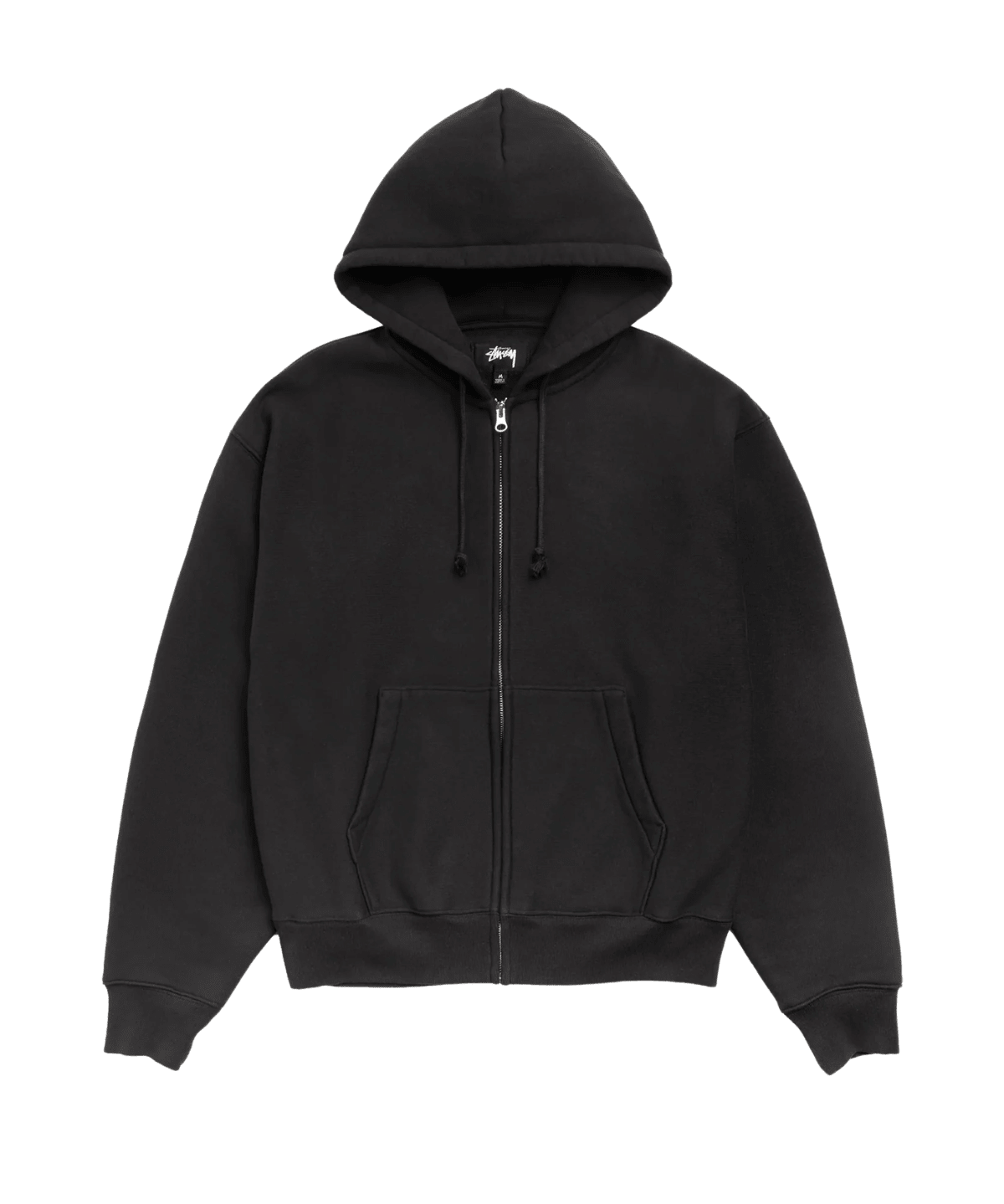 Cursive Applique Zip Hoodie Black - LIKELIHOOD