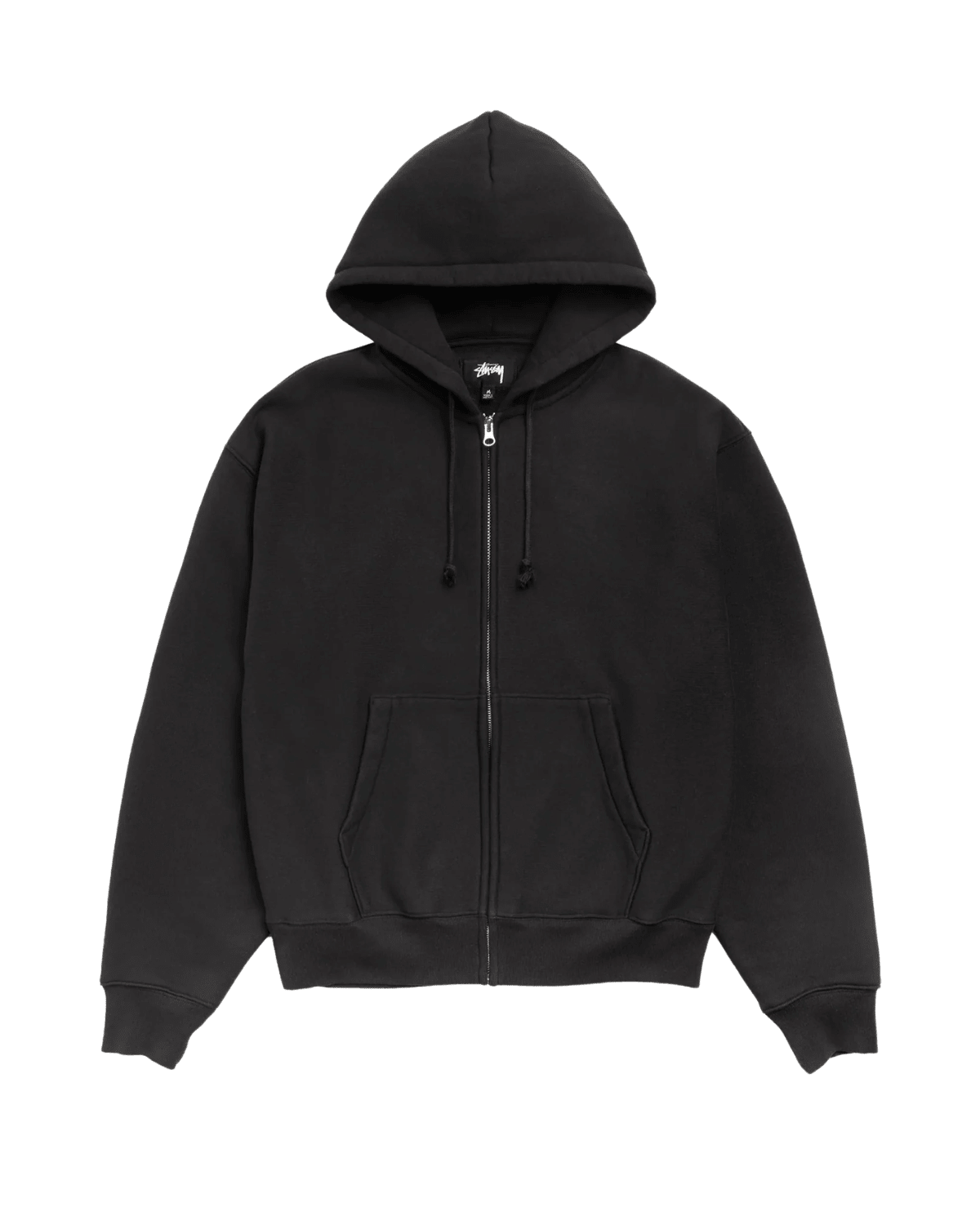 Cursive Applique Zip Hoodie Black - LIKELIHOOD
