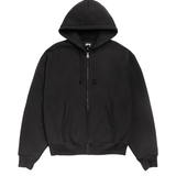 Cursive Applique Zip Hoodie Black - LIKELIHOOD