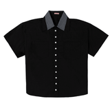 Double Collar Short Sleeve Shirt Black - LIKELIHOOD