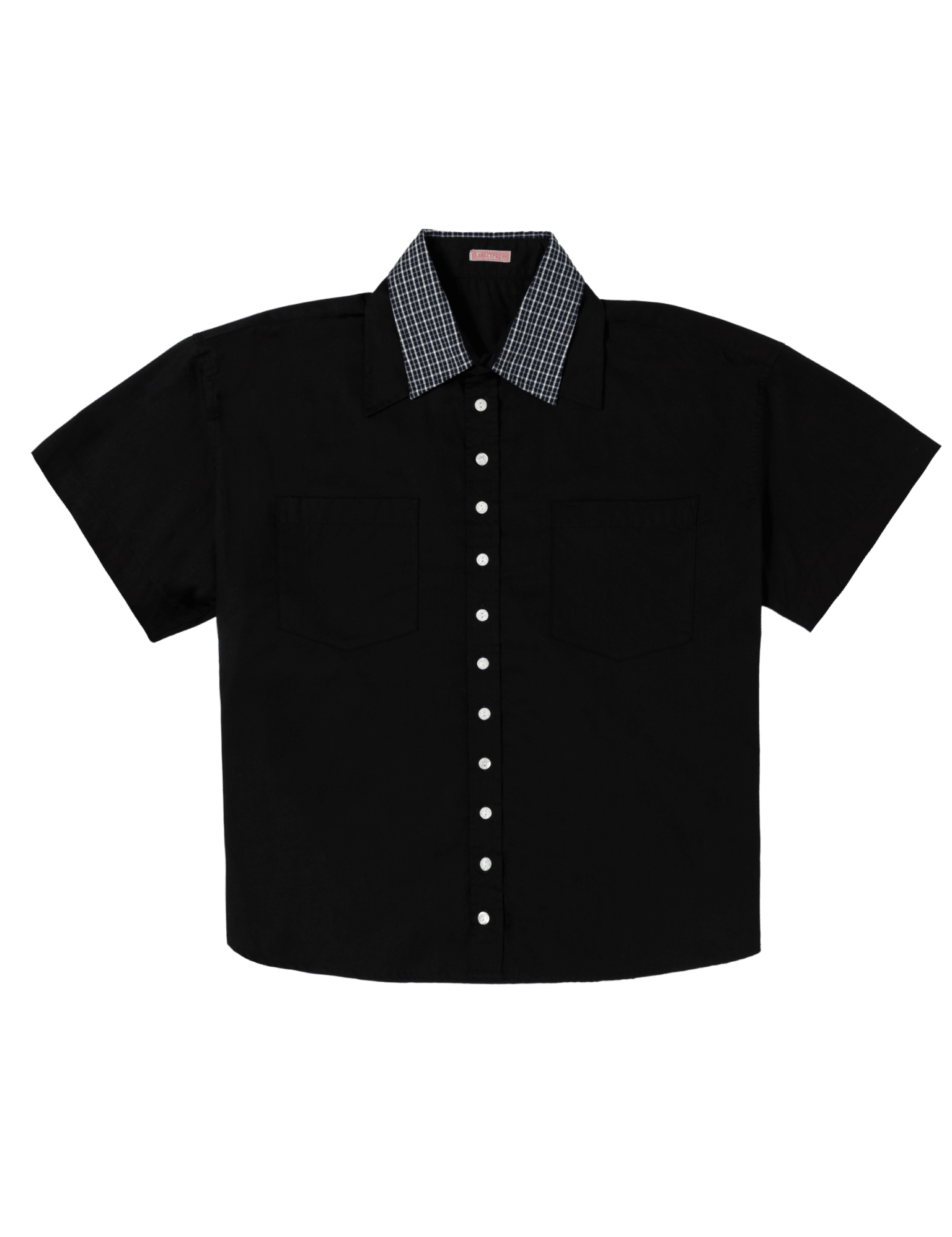 Double Collar Short Sleeve Shirt Black - LIKELIHOOD