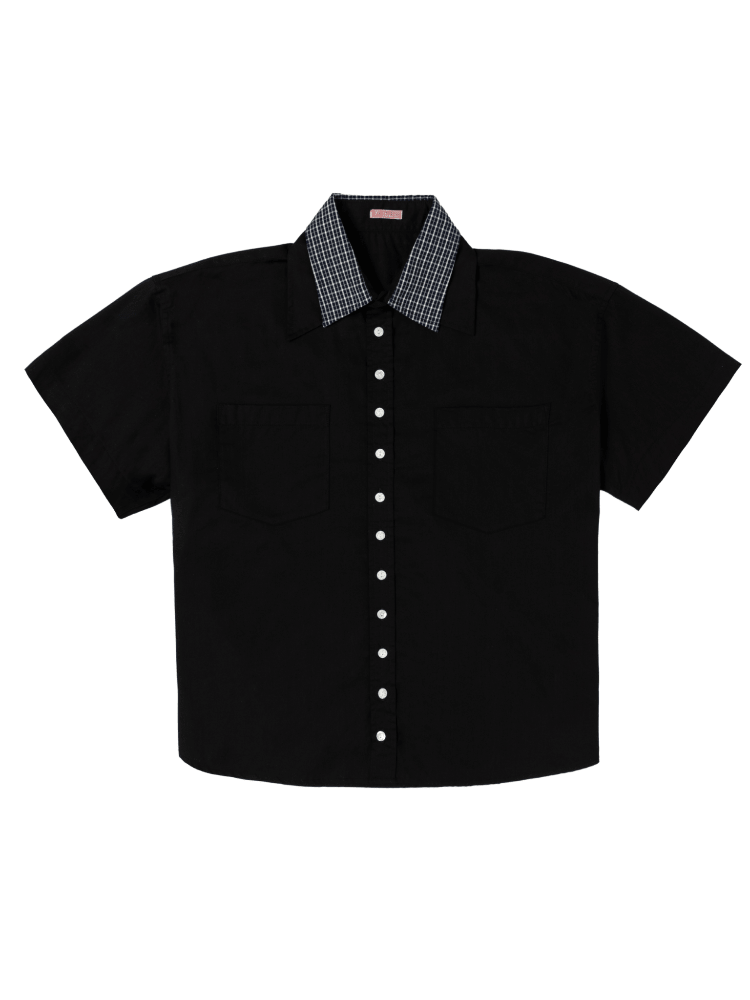 Double Collar Short Sleeve Shirt Black - LIKELIHOOD