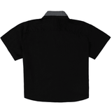 Double Collar Short Sleeve Shirt Black - LIKELIHOOD