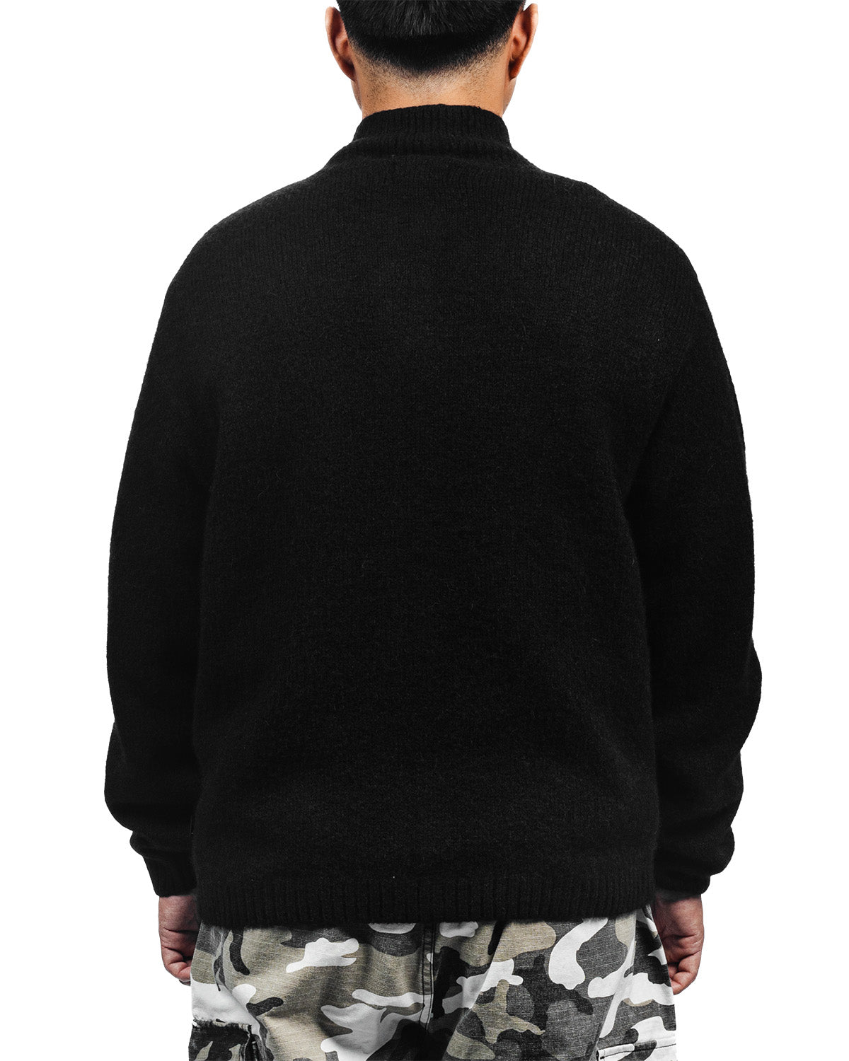 Brushed Mock Full Zip Sweater Black