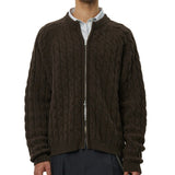 Editor Zip Sweater Brown Cable Knit - LIKELIHOOD