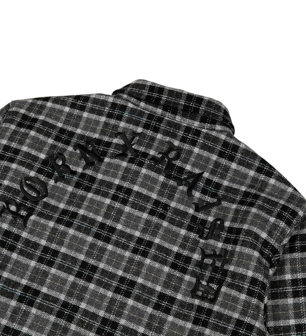 Embroidered Flannel Shirt Jacket Grey/Black - LIKELIHOOD