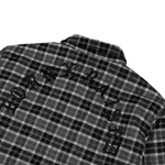 Embroidered Flannel Shirt Jacket Grey/Black - LIKELIHOOD